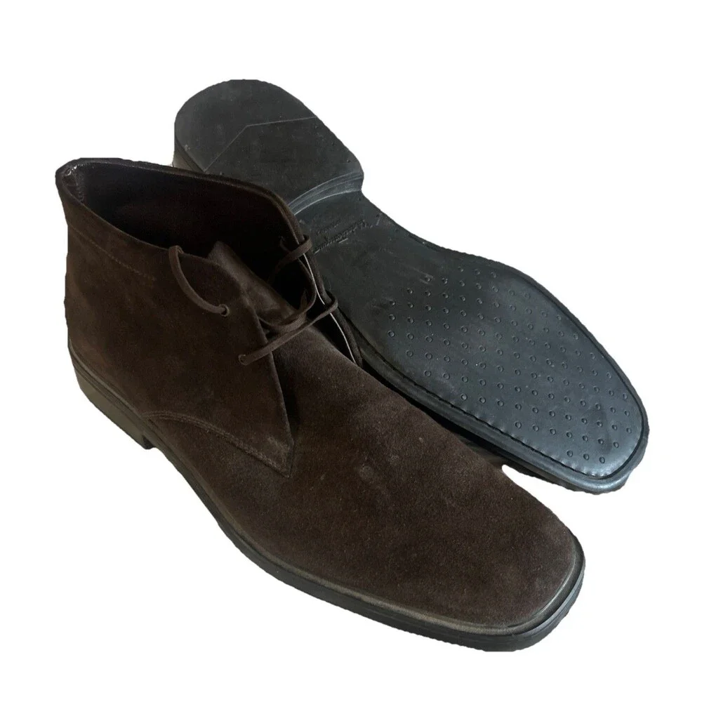 Salvatore Ferragamo Mens 10D Chukka  Boots Italian Brown Suede Leather  Italy